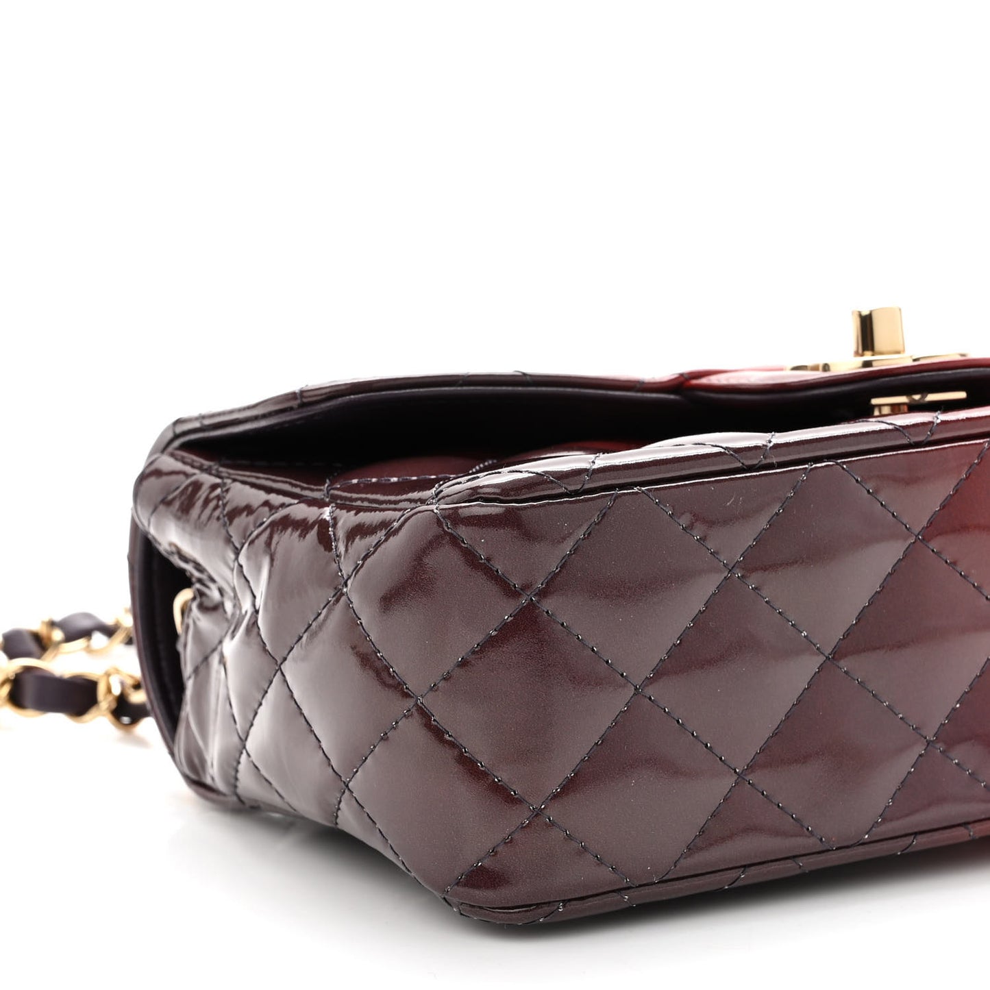 Shaded Patent Calfskin Quilted Mini Rectangular Flap Red Yellow Dark Purple