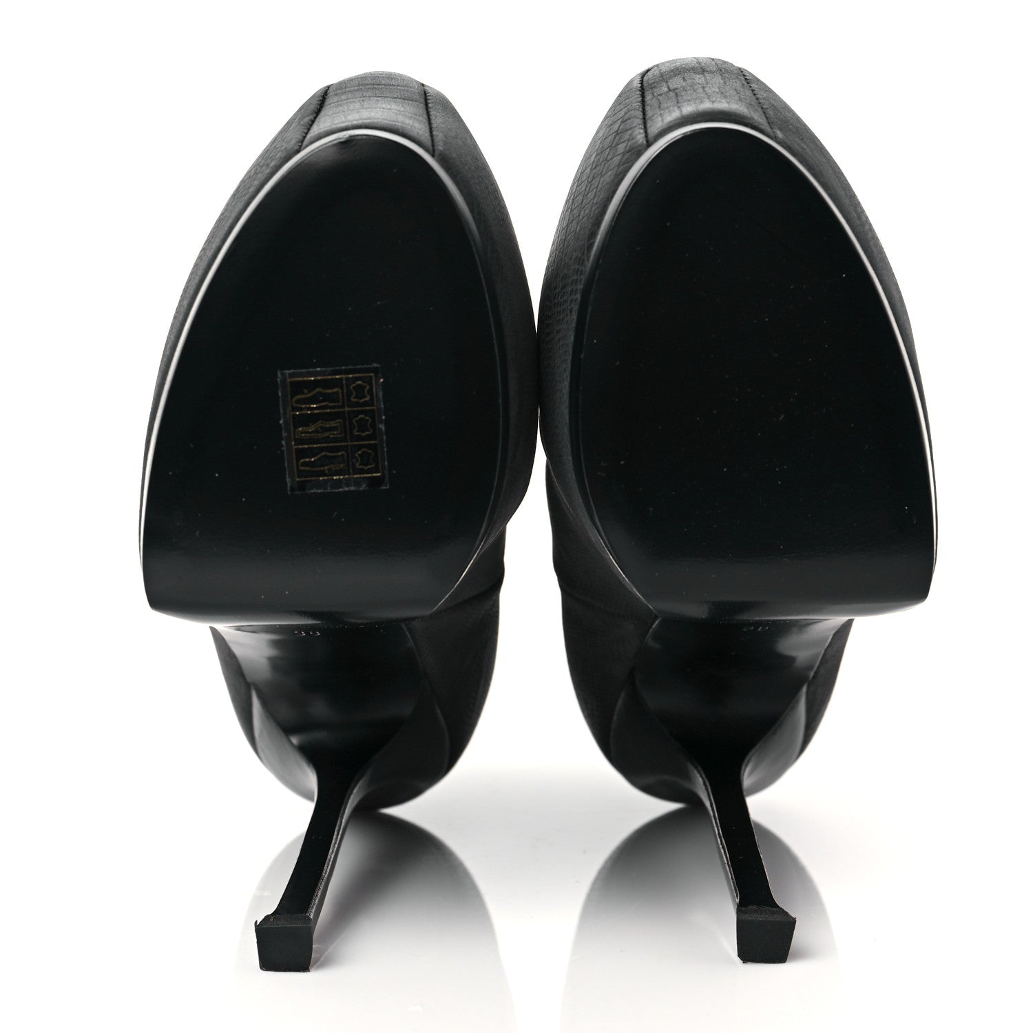 Saint Laurent Calfskin Lizard Embossed Tribtoo 105 Platform Booties 38 Black 5 of 8