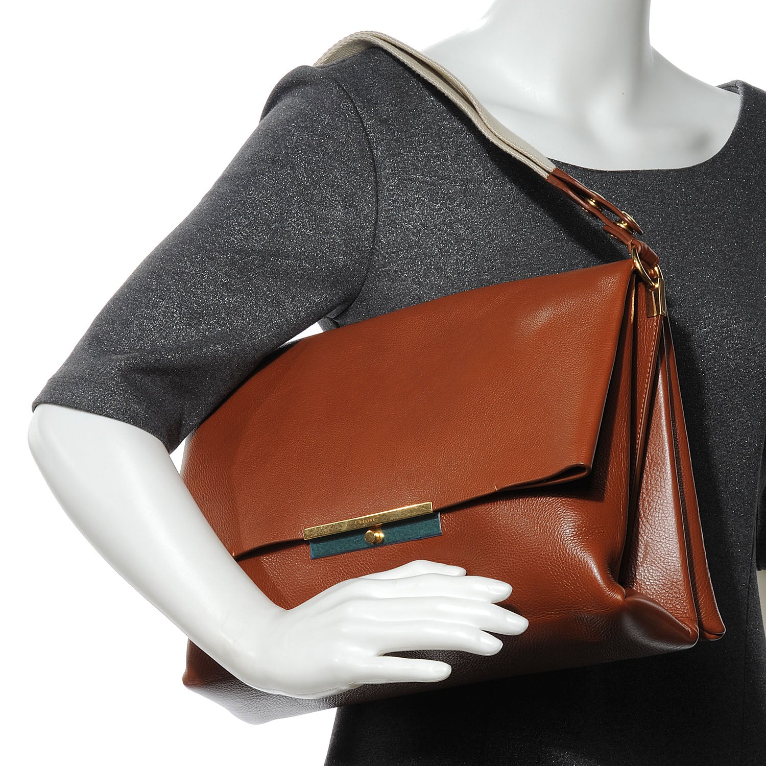 Celine Calfskin Blade Flap Caramel 2 of 8