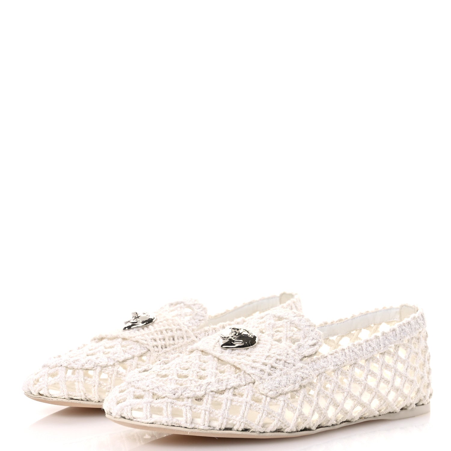 Chanel Cord Braided CC Mocassin Loafers 39.5 White 4 of 9