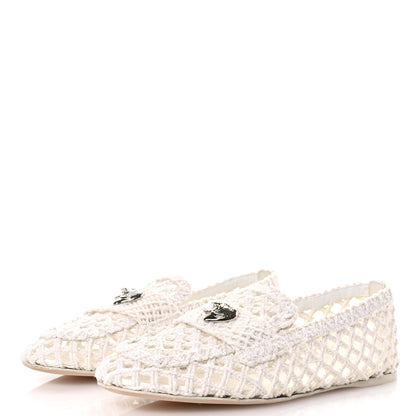 Chanel Cord Braided CC Mocassin Loafers 39.5 White 4 of 9