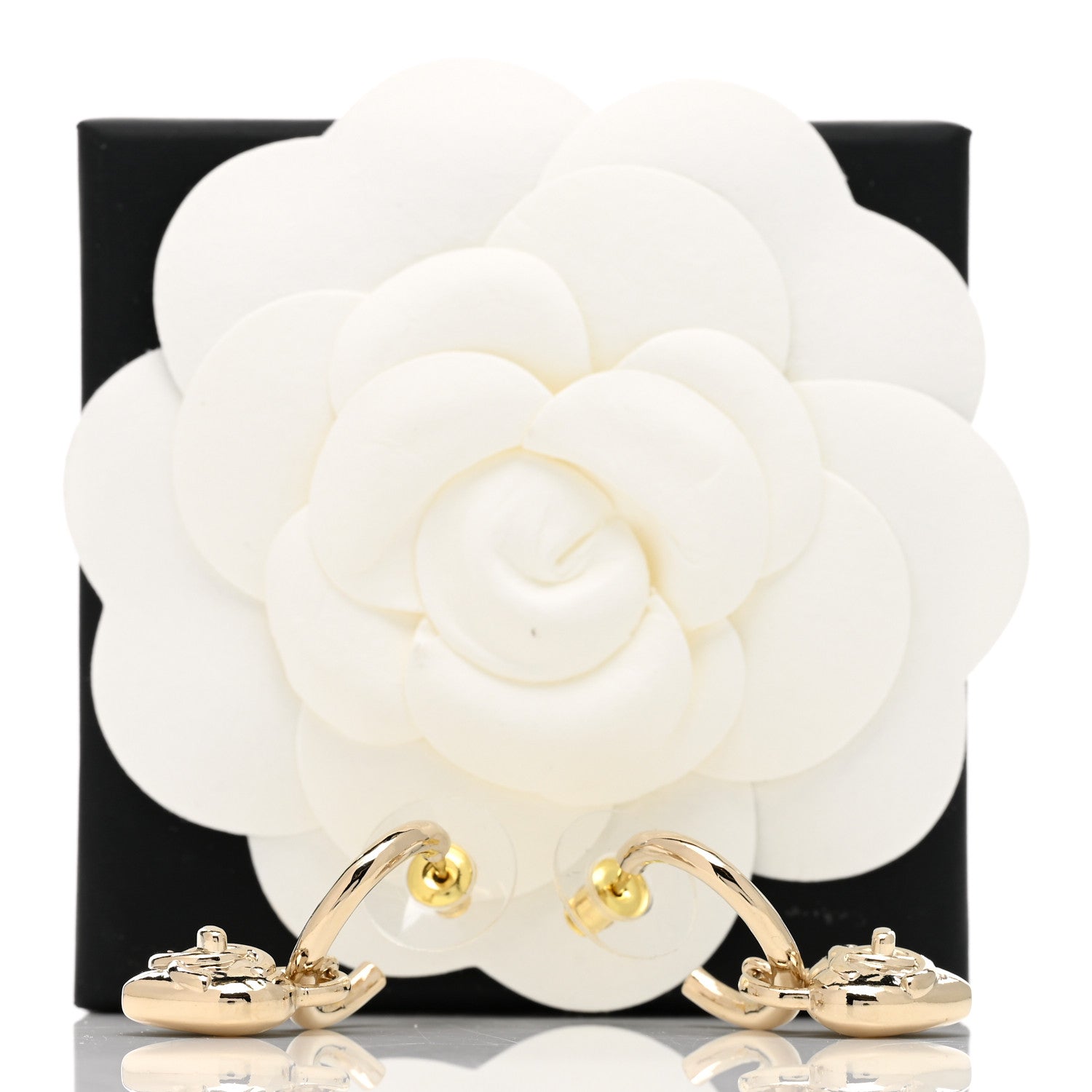Chanel Metal CC Heart Turnlock Drop Earrings Gold 5 of 5