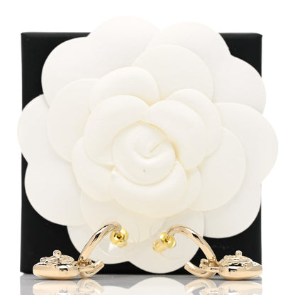 Chanel Metal CC Heart Turnlock Drop Earrings Gold 5 of 5