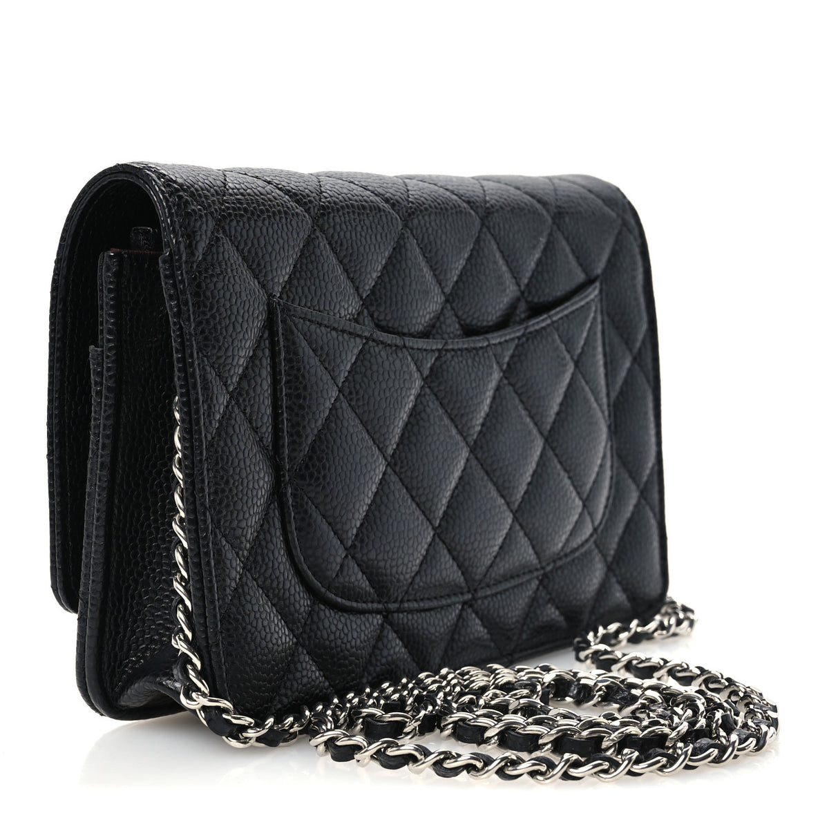 Caviar Quilted Wallet on Chain WOC Black