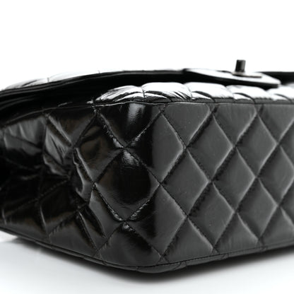 Chanel Shiny Distressed Calfskin Quilted Jumbo Double Flap So Black 10 of 11