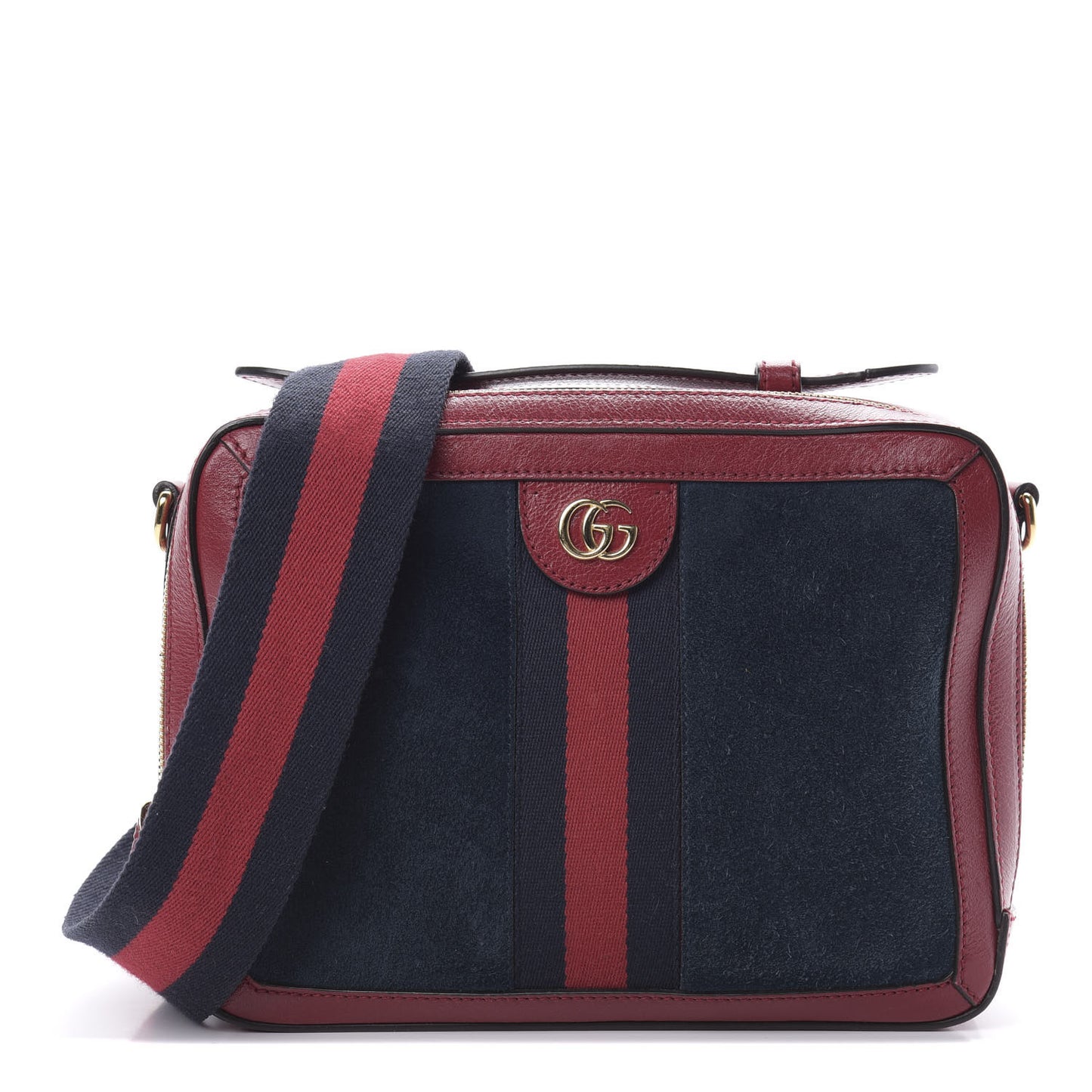 Suede Calfskin Web Small Ophidia Top Handle Shoulder Bag New Blue Romantic Cherry