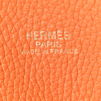 Hermes Taurillon Clemence Double Sens 45 Reversible Tote Orange Gold 9 of 15