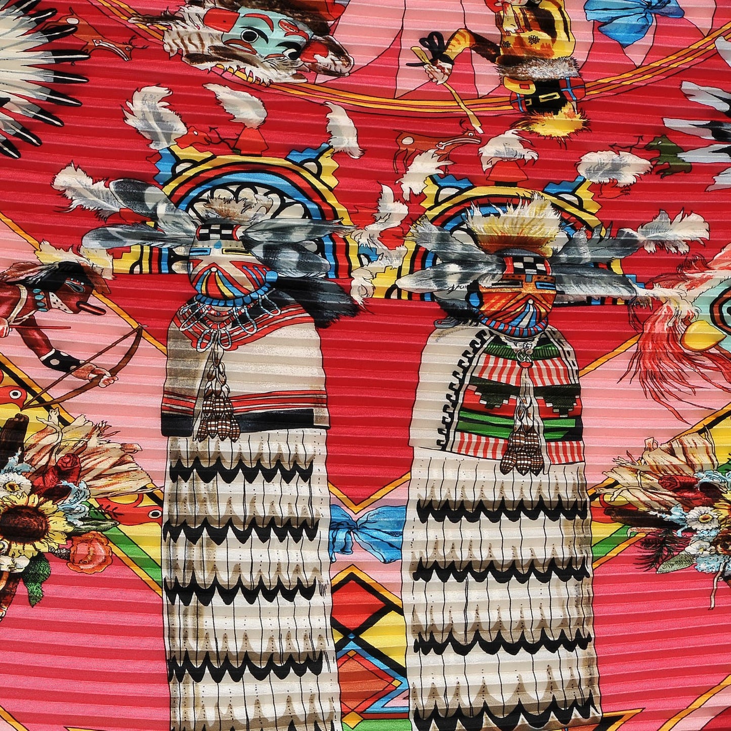 Silk Plisse Kachinas Scarf 90