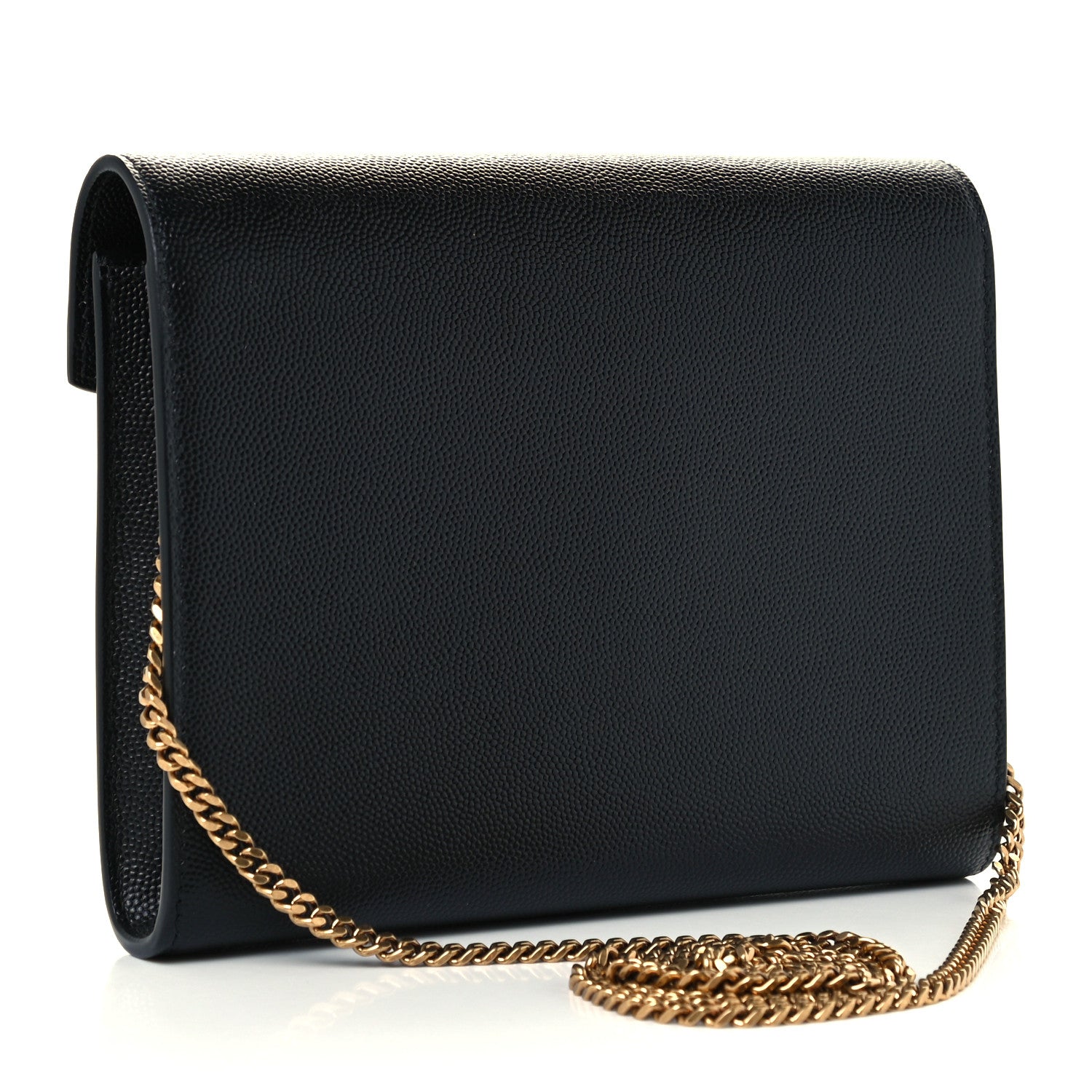 Saint Laurent Grain De Poudre Monogram Cassandra Chain Wallet Black 3 of 10