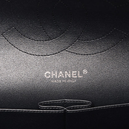 Chanel Metallic Caviar Chevron Quilted Jumbo Double Flap Black 6 of 9