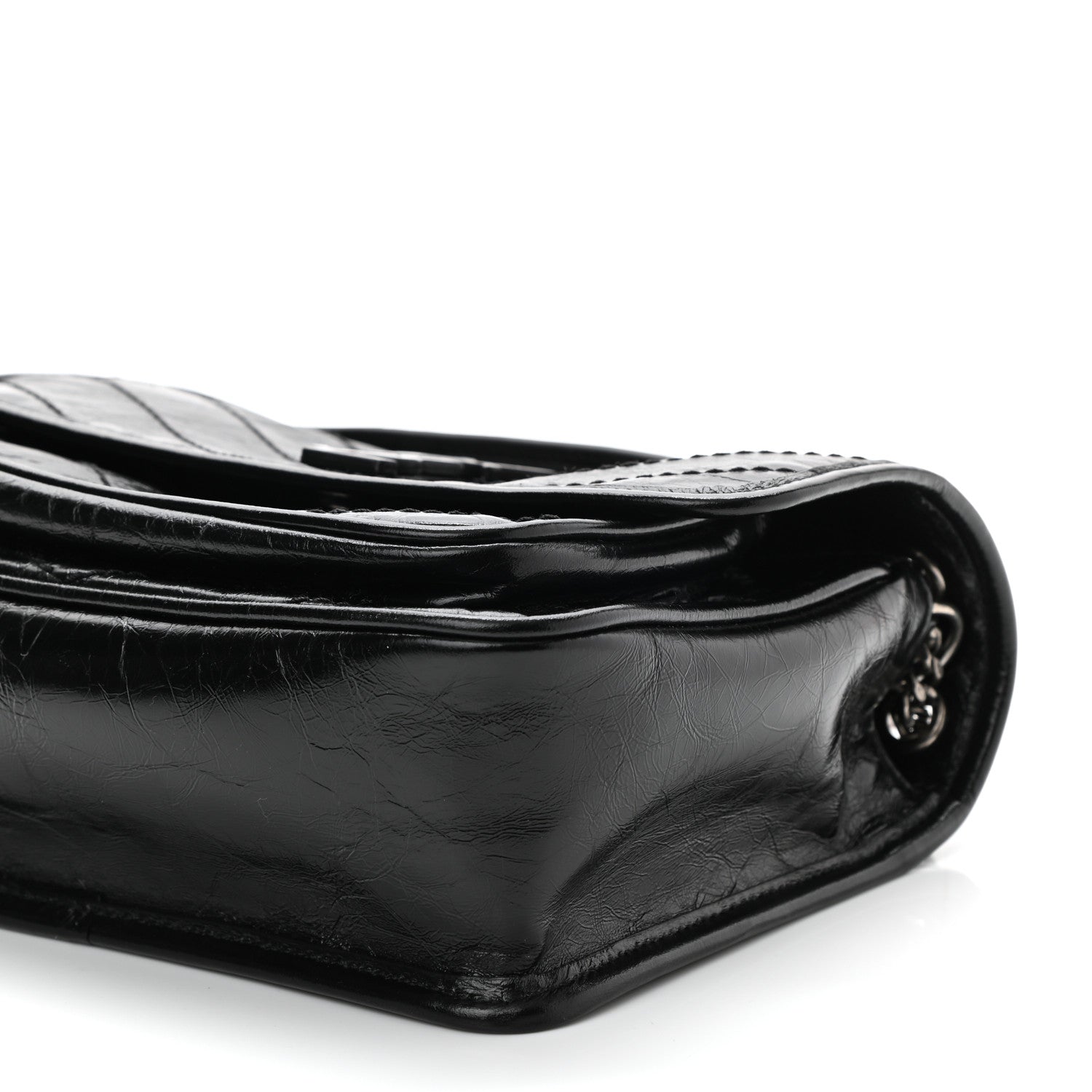Saint Laurent Crinkled Lambskin Matelasse Monogram Baby Niki Chain Satchel Black 11 of 12