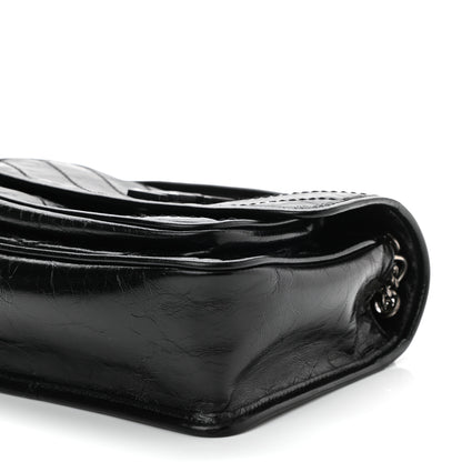 Saint Laurent Crinkled Lambskin Matelasse Monogram Baby Niki Chain Satchel Black 11 of 12