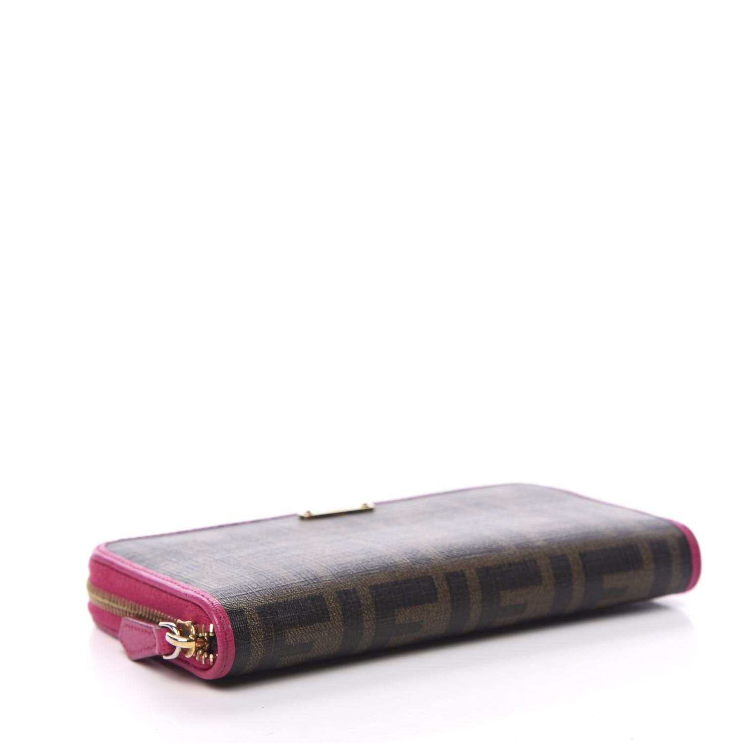 Fendi Zucca Spalmati Vitello Elite Zip Around Wallet Tobacco Ciclamino 3 of 7