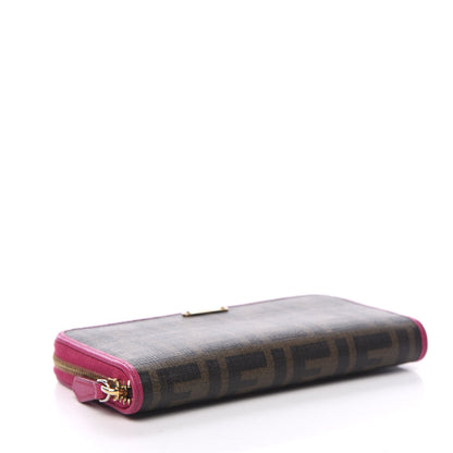 Fendi Zucca Spalmati Vitello Elite Zip Around Wallet Tobacco Ciclamino 3 of 7