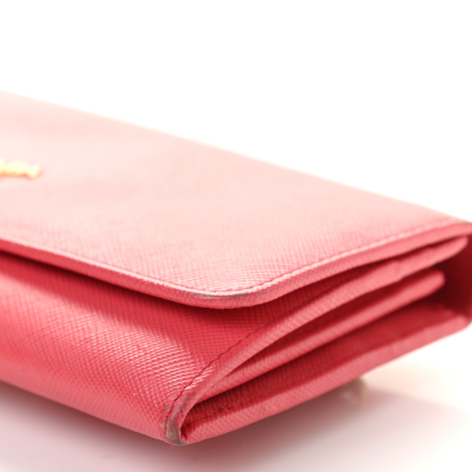 Prada Saffiano Metal Continental Flap Wallet Fragola 9 of 15