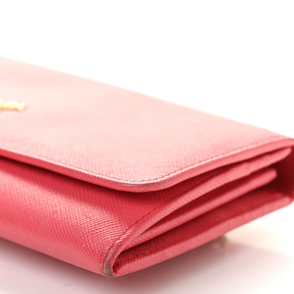 Prada Saffiano Metal Continental Flap Wallet Fragola 9 of 15
