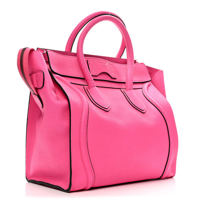 Celine Drummed Calfskin Mini Luggage Fluo Pink 3 of 12