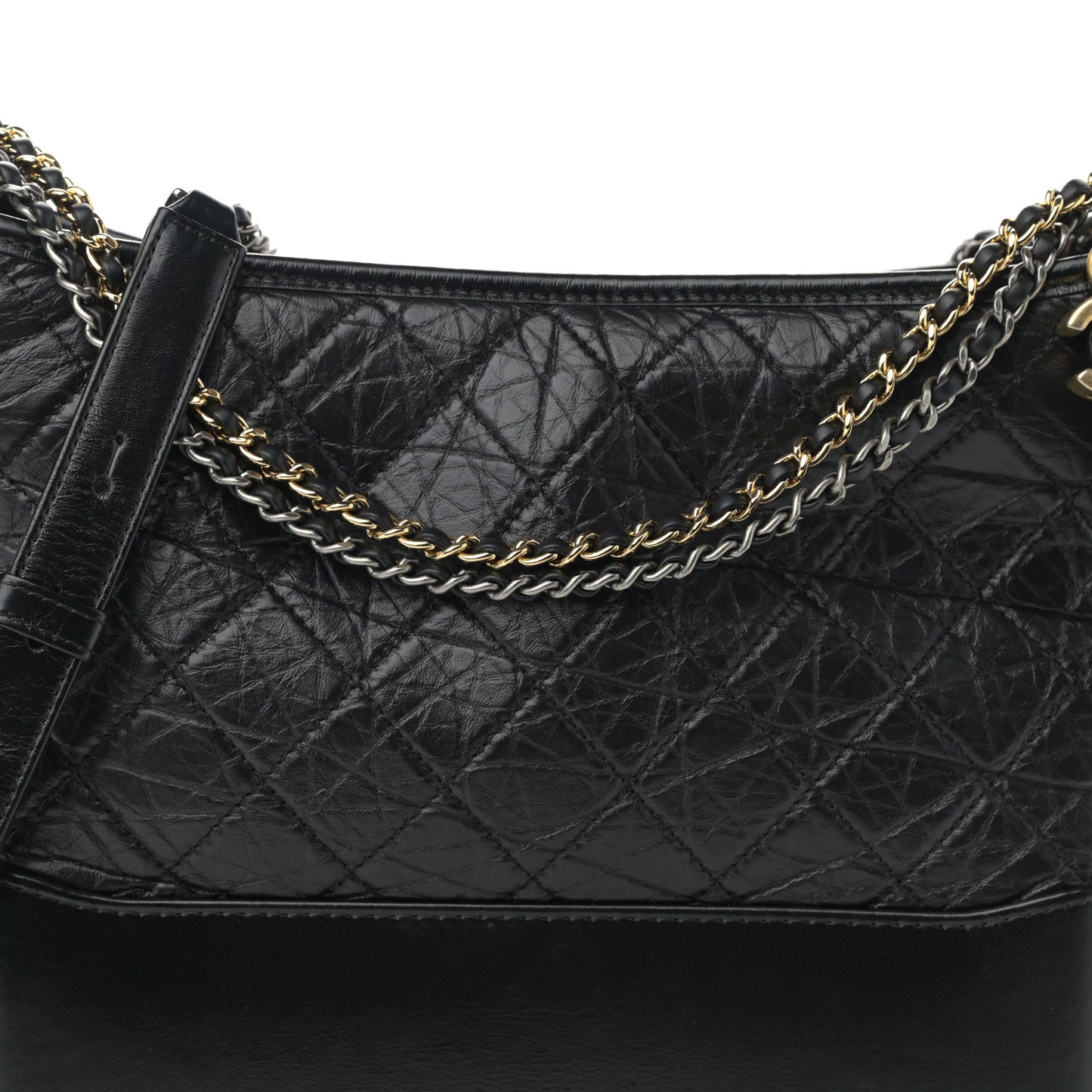 Aged Calfskin Quilted Medium Gabrielle Hobo Black