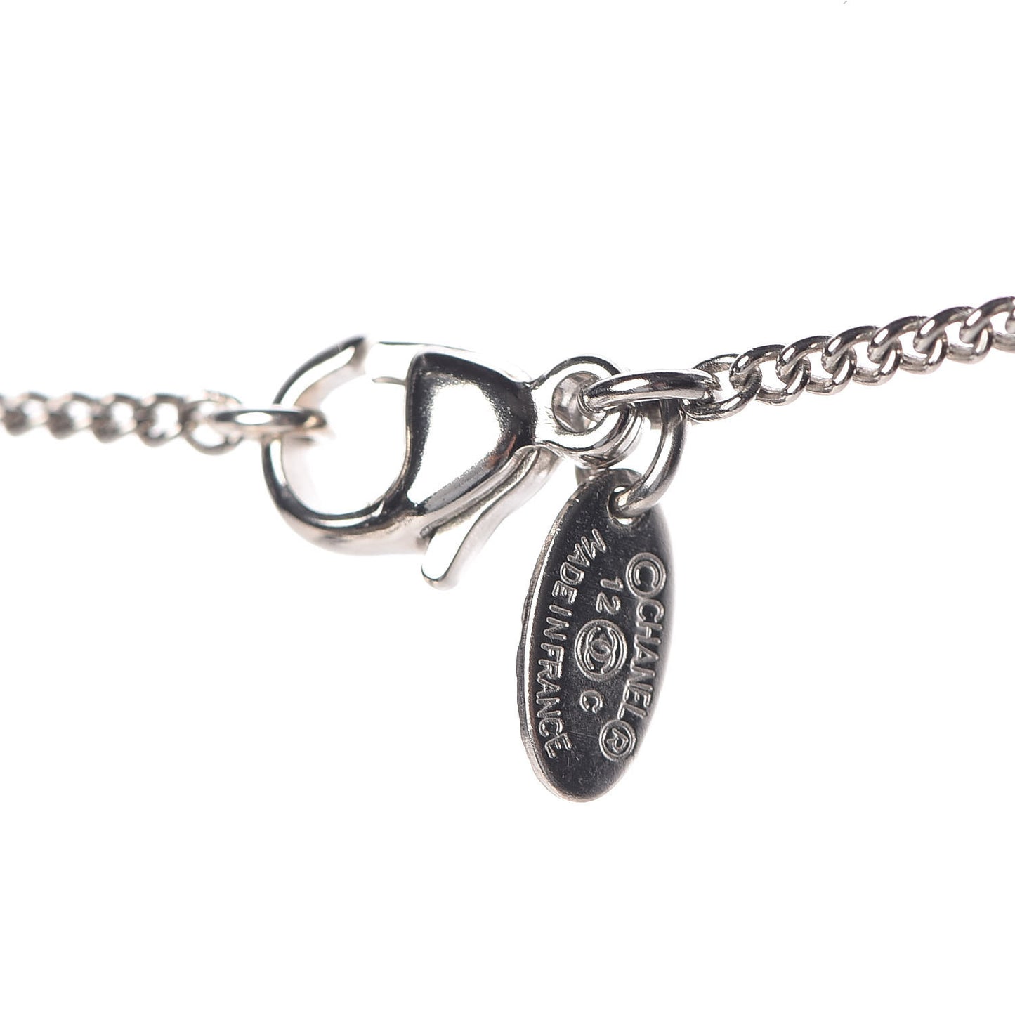 Crystal CC Pendant Necklace Silver