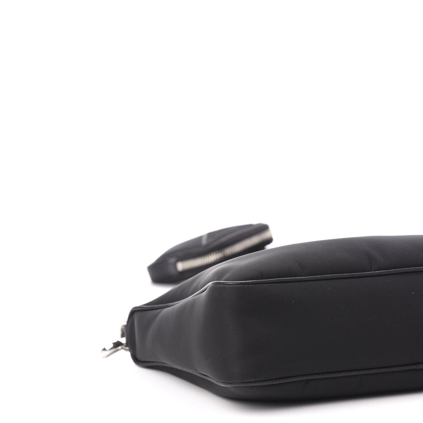 Nylon Rubber Logo Compact Crossbody Bag Black