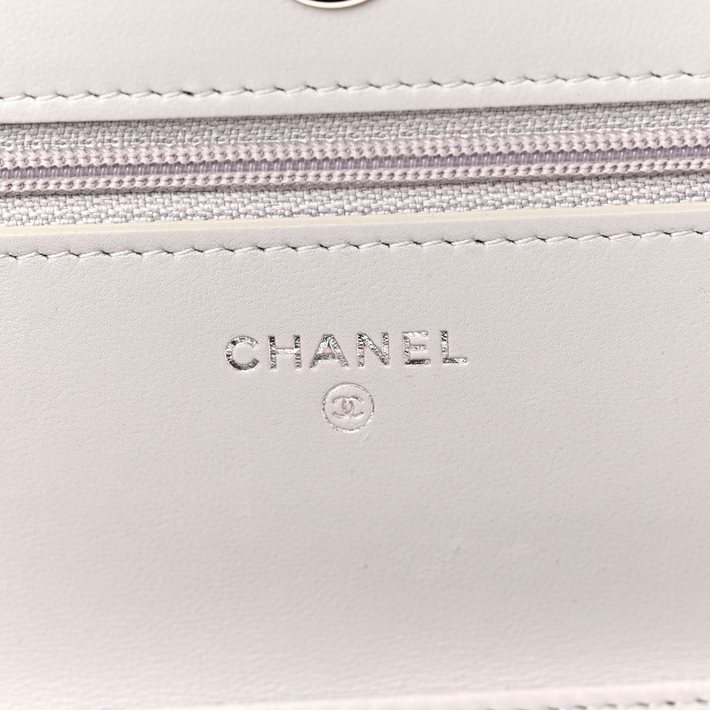 Lambskin Quilted Wallet On Chain WOC Grey