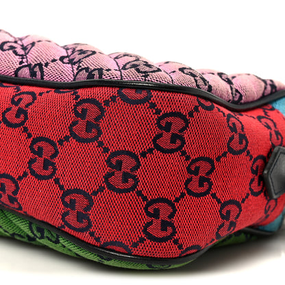 Gucci Monogram Multicolor Matelasse Diagonal Small GG Marmont Chain Shoulder Bag Pink Blue Green Red Light Blue 11 of 12