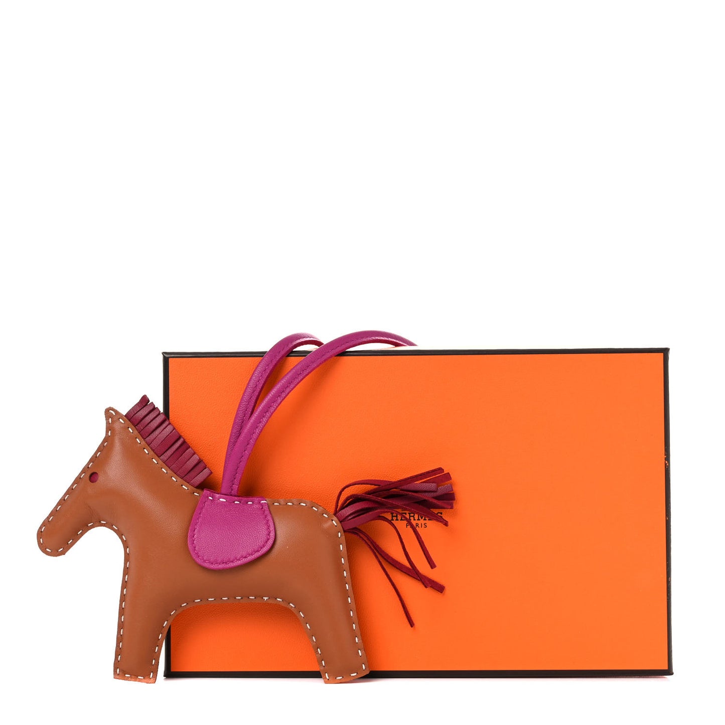 Milo Lambskin Grigri Rodeo Horse Bag Charm MM Gold Rubis Rose Pourpre