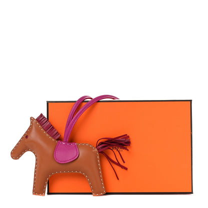 Hermes Milo Lambskin Grigri Rodeo Horse Bag Charm MM Gold Rubis Rose Pourpre 4 of 4