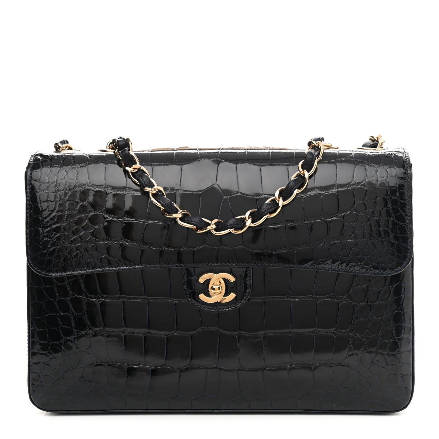 Alligator Jumbo Single Flap Dark Blue