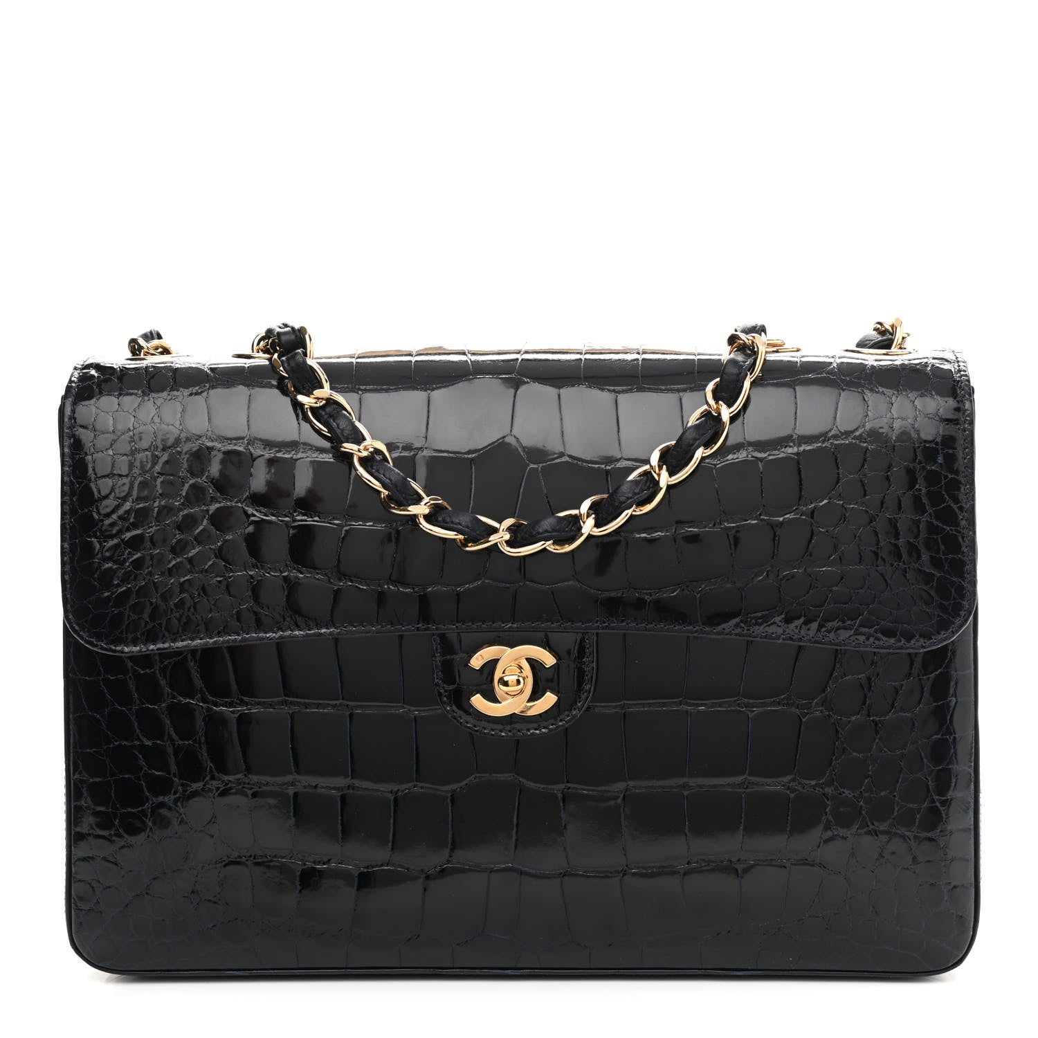 Chanel Alligator Jumbo Single Flap Dark Blue 1 of 10