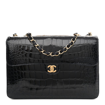 Chanel Alligator Jumbo Single Flap Dark Blue 1 of 10