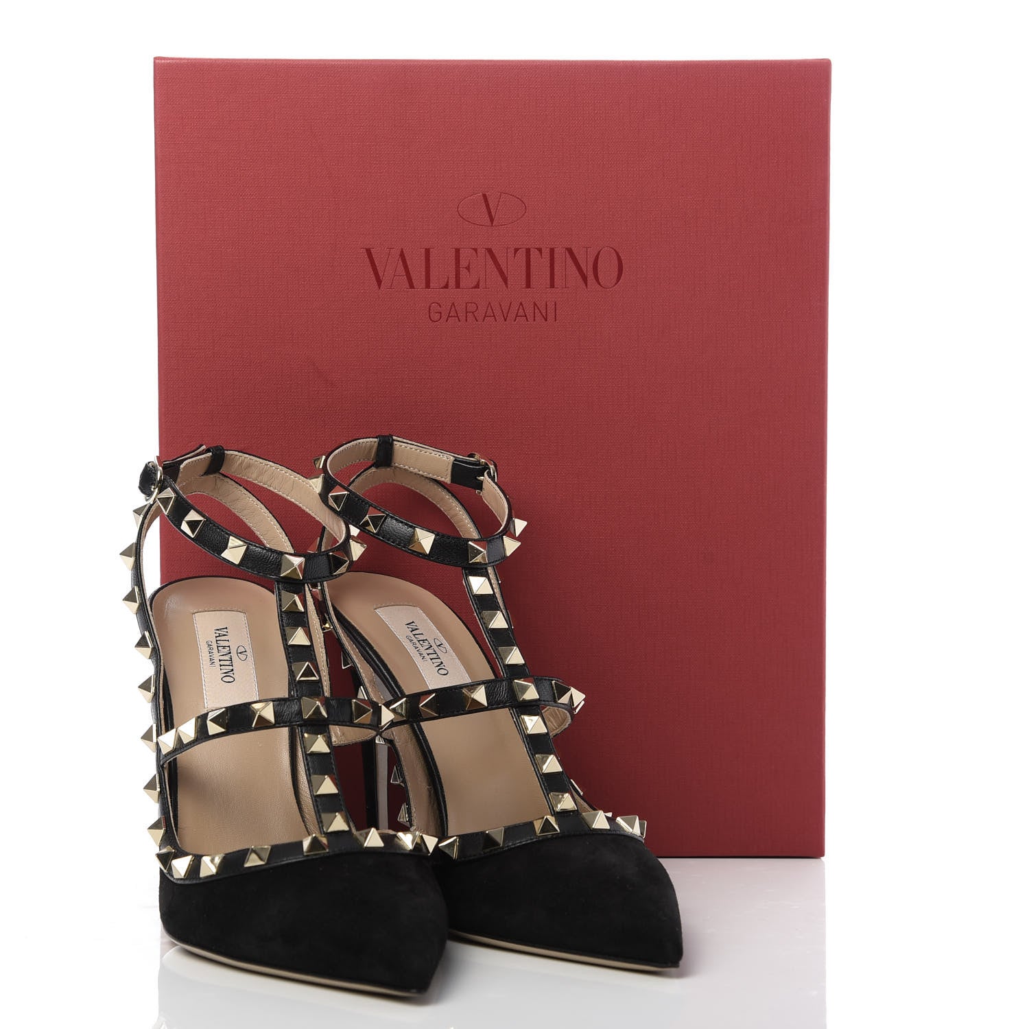 Valentino Garavani Suede Rockstud Ankle Strap Pumps 39.5 Black 9 of 9
