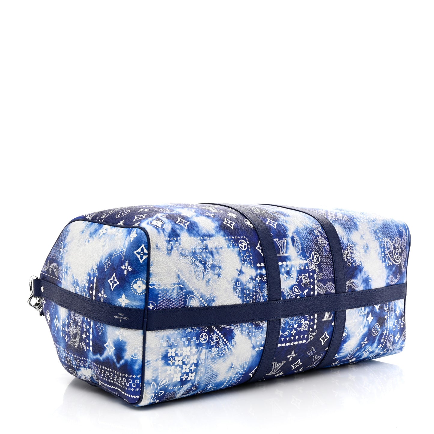 Cowhide Monogram Bandana Keepall Bandouliere 50 Blue