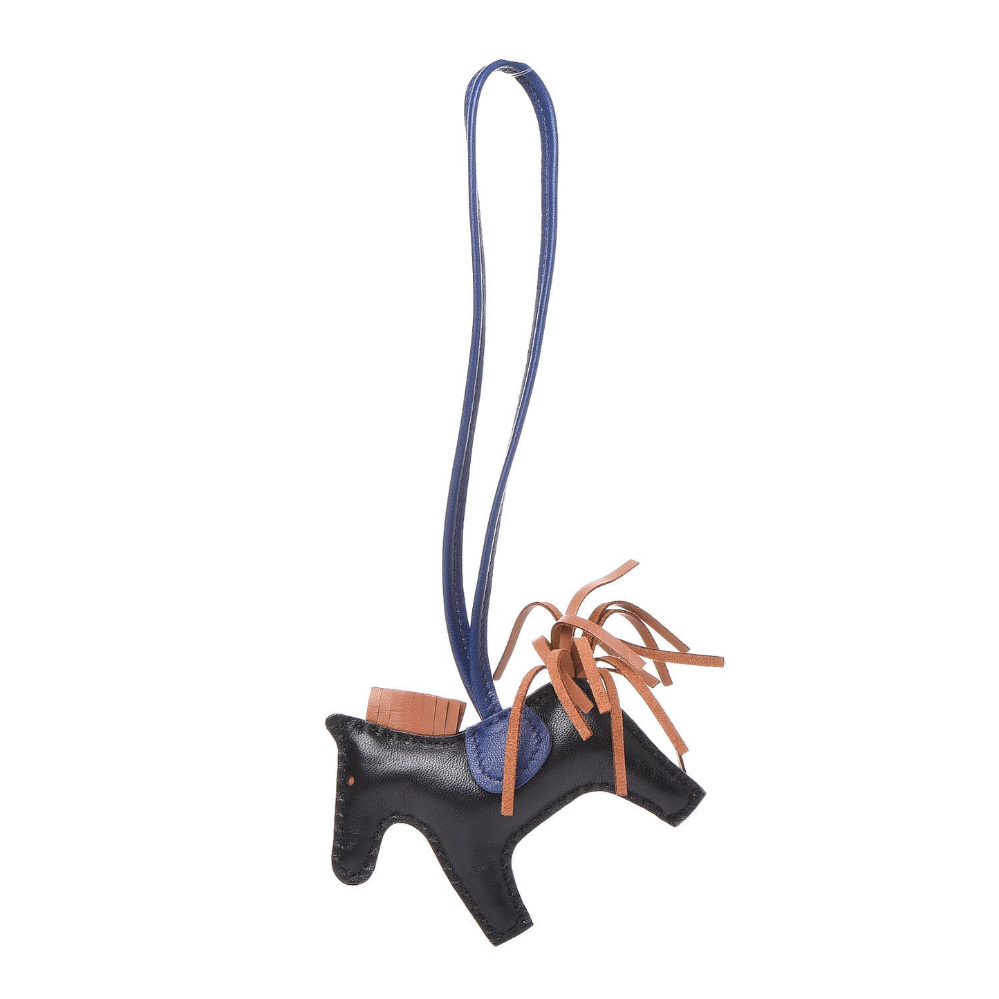 Milo Lambskin Grigri Rodeo Horse Bag Charm PM Black Bleu Saphir Gold