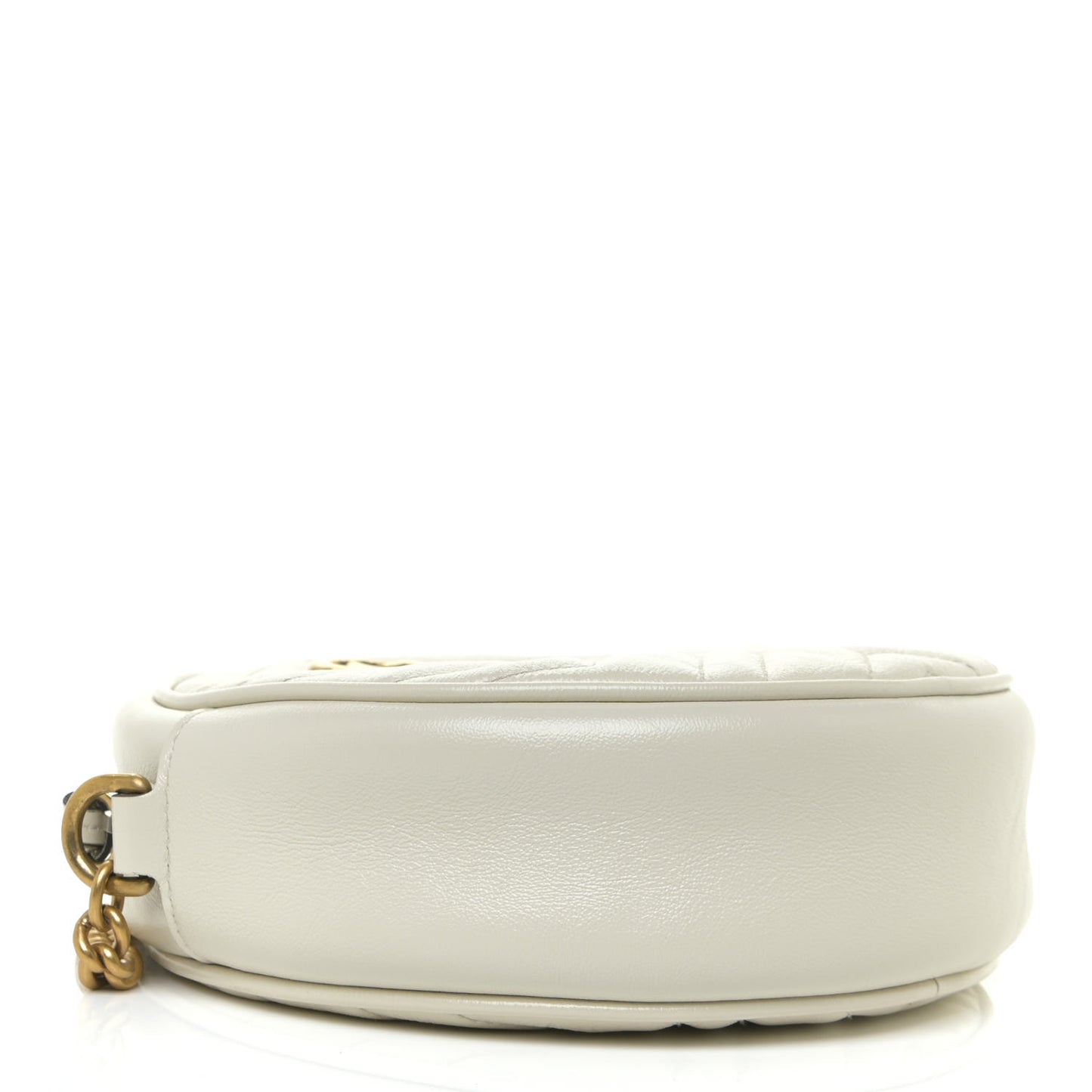 Calfskin Matelasse Mini GG Marmont Round Shoulder Bag White