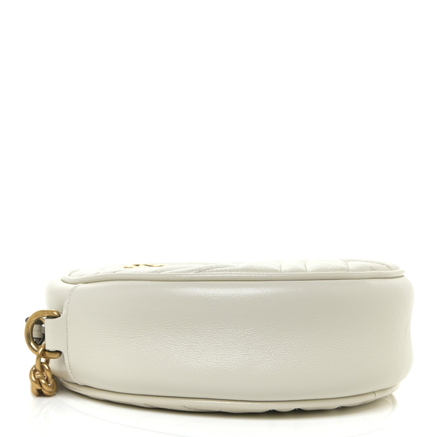 Gucci Calfskin Matelasse Mini GG Marmont Round Shoulder Bag White 4 of 11