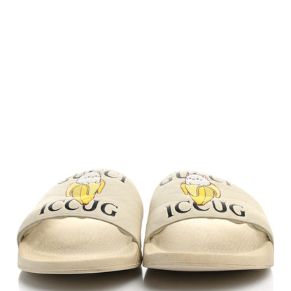 Gucci X BNF Nappa Pantoufle Bananya Womens Pool Slide Sandals 39 Mystic White 2 of 8