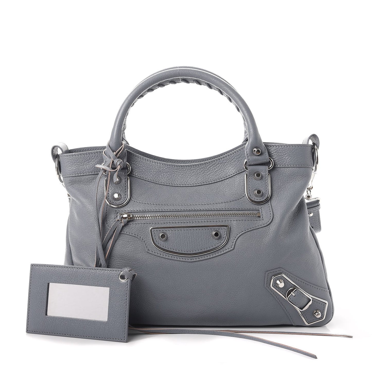 Chevre Silver Metallic Edge Hardware Town Bleu Acier