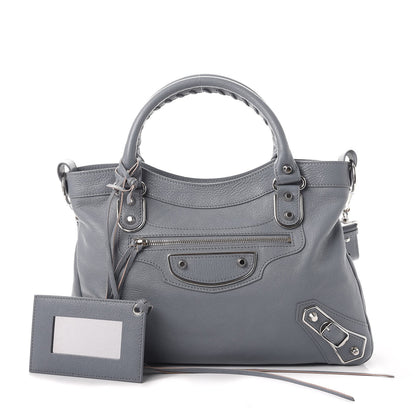Balenciaga Chevre Silver Metallic Edge Hardware Town Bleu Acier 1 of 9
