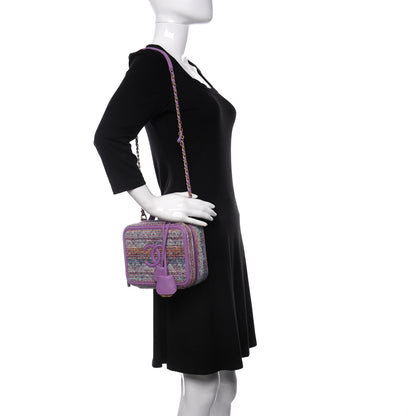 Chanel Tweed Quilted Medium CC Filigree Vanity Case Purple Multicolor 2 of 11