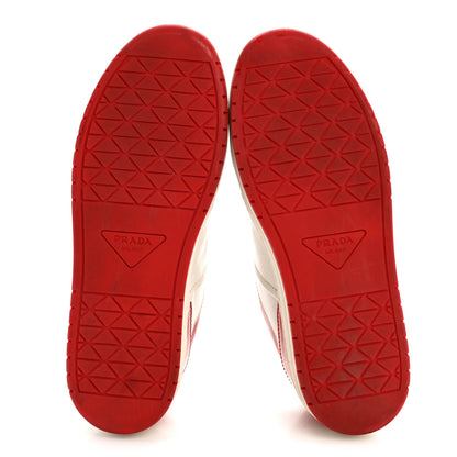 Prada Vitello Sport Spazzolato Rois Triangle Logo Womens Downtown Low Top 30mm Sneakers 38.5 White Lacca 6 of 11