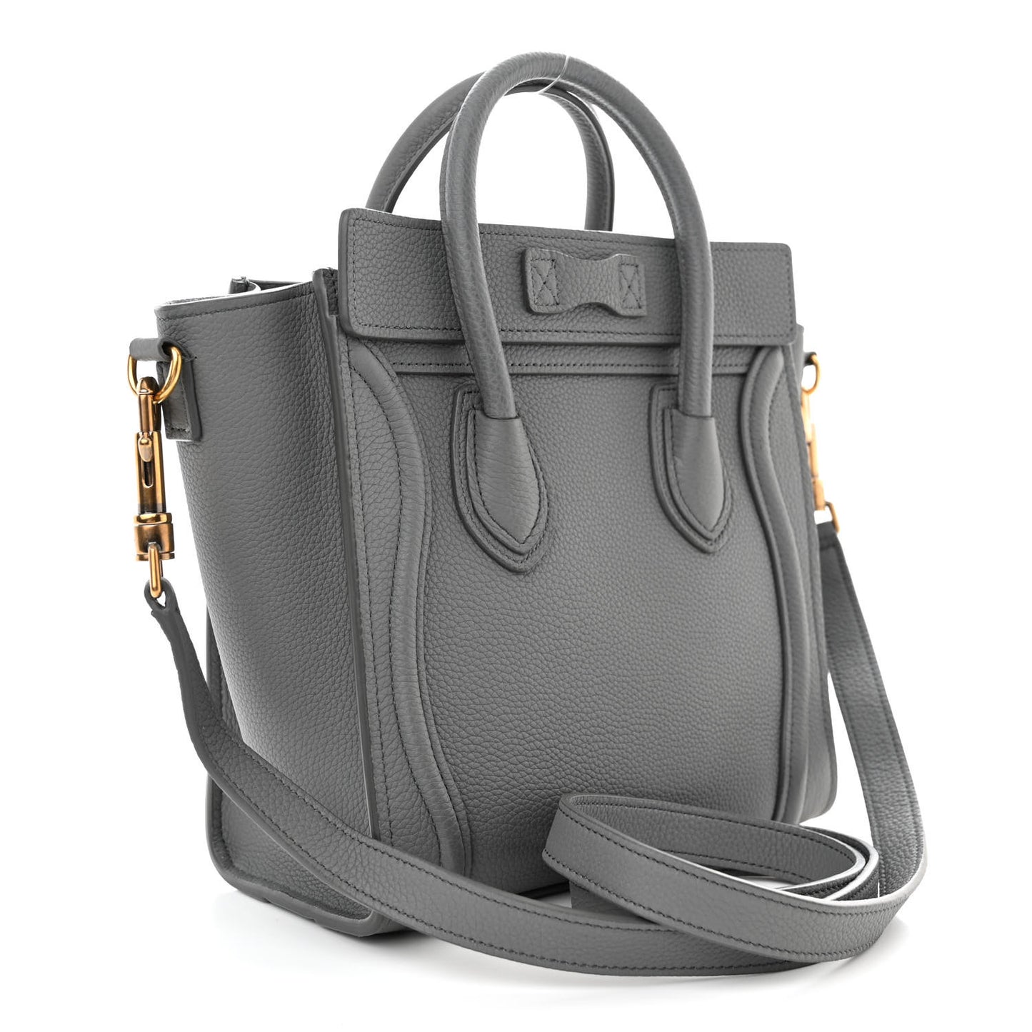 Drummed Calfskin Nano Luggage Kohl