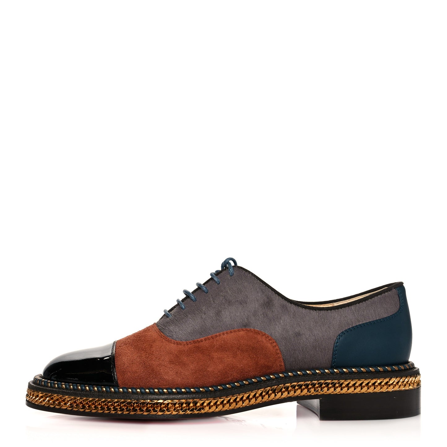 Calf Hair Suede Chain Trim Womens Latcho Oxfords 36 Multicolor