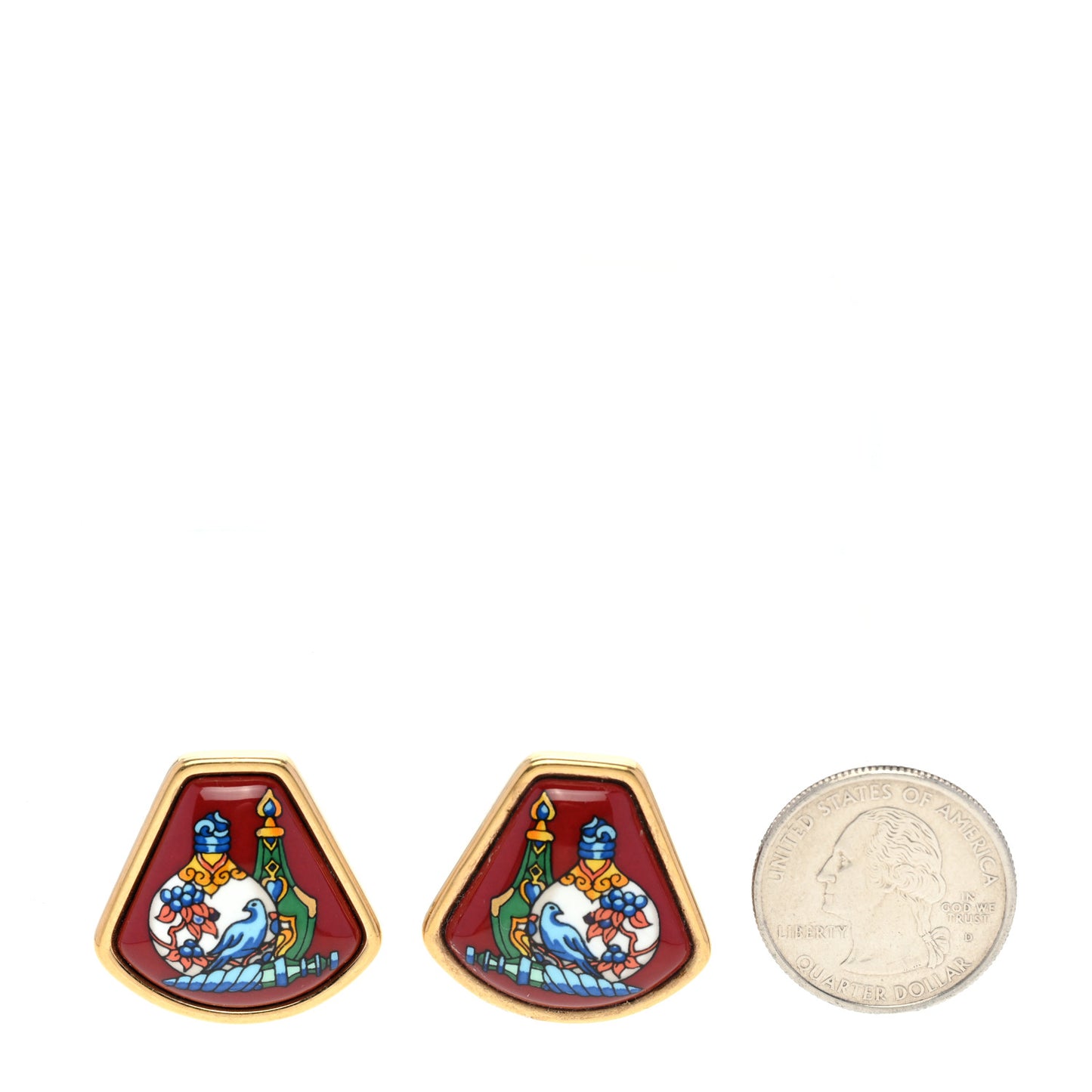 Printed Enamel Clip On Earrings