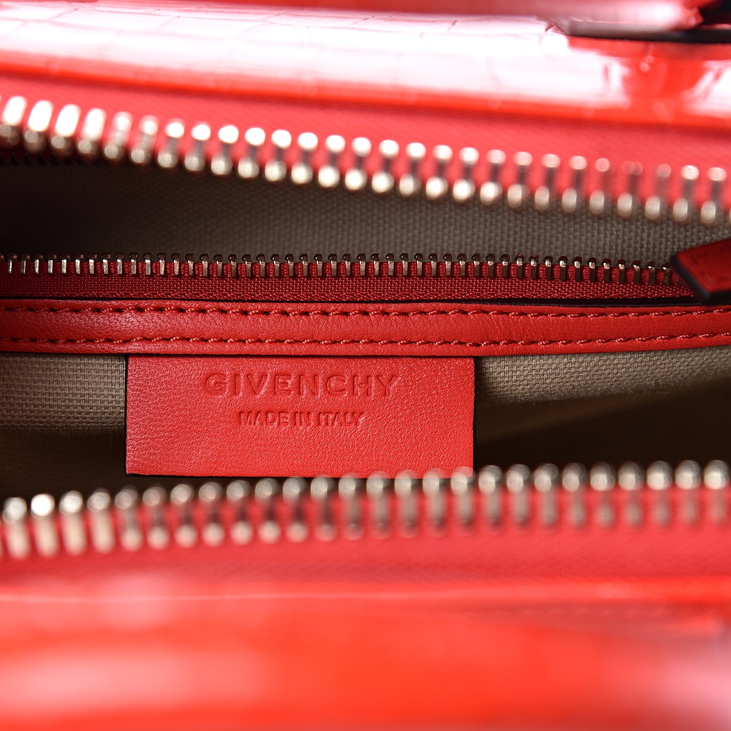 Givenchy Calfskin Crocodile Embossed Small Antigona Red 5 of 10