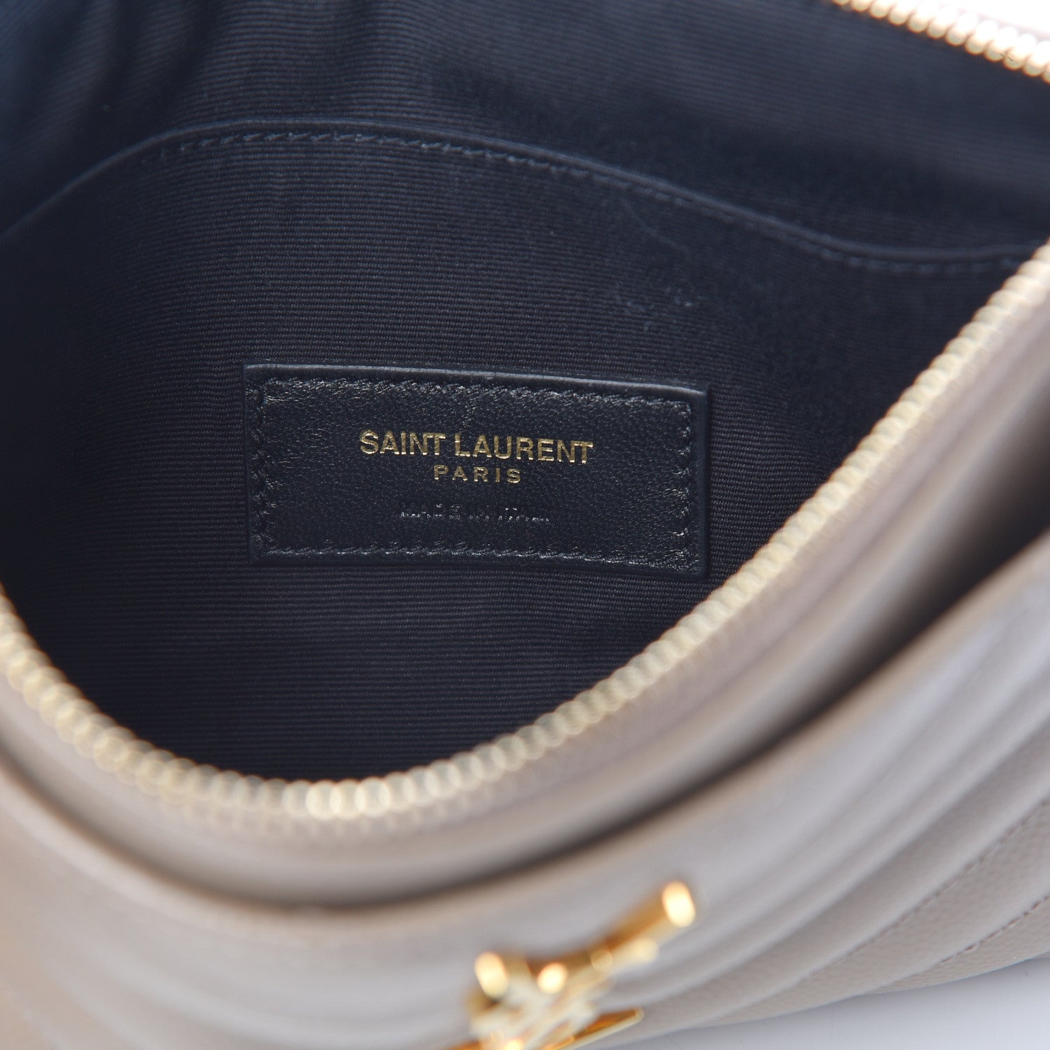 Saint Laurent Grain De Poudre Chevron Monogram Bill Pouch Taupe 6 of 7