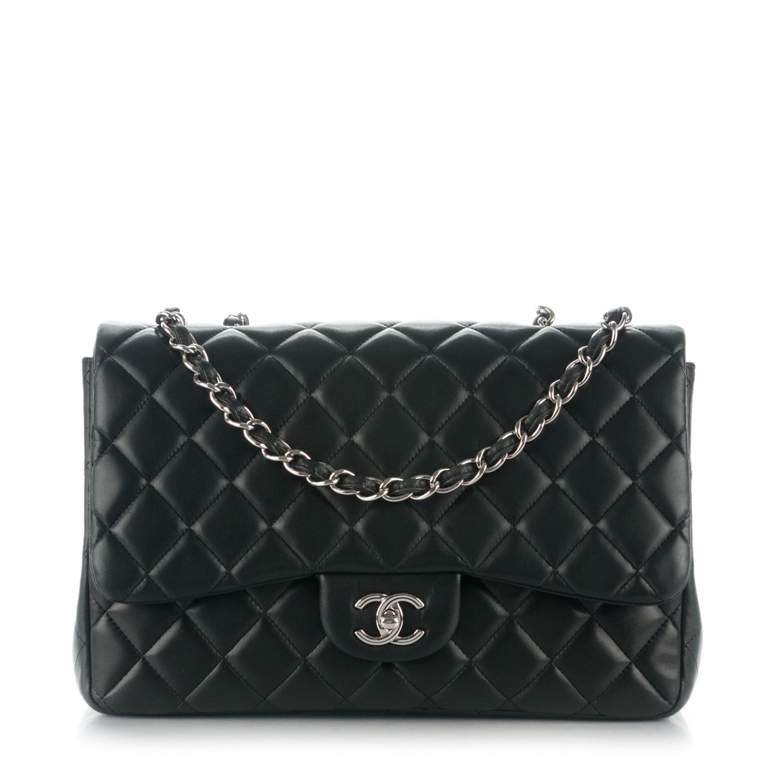 Chanel Lambskin Quilted Jumbo Single Flap Black 1 of 9