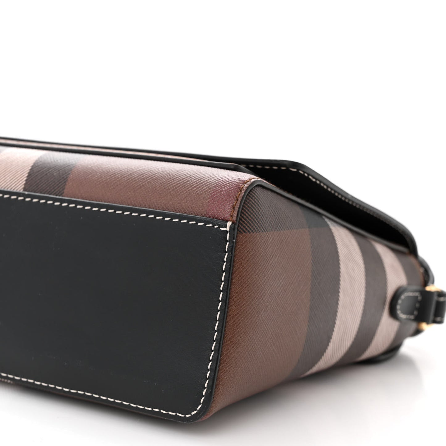 Calfskin Giant Check E-Canvas Note Crossbody Bag Dark Birch Brown