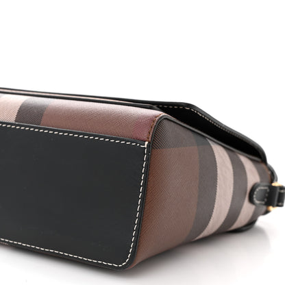 Burberry Calfskin Giant Check E-Canvas Note Crossbody Bag Dark Birch Brown 10 of 11