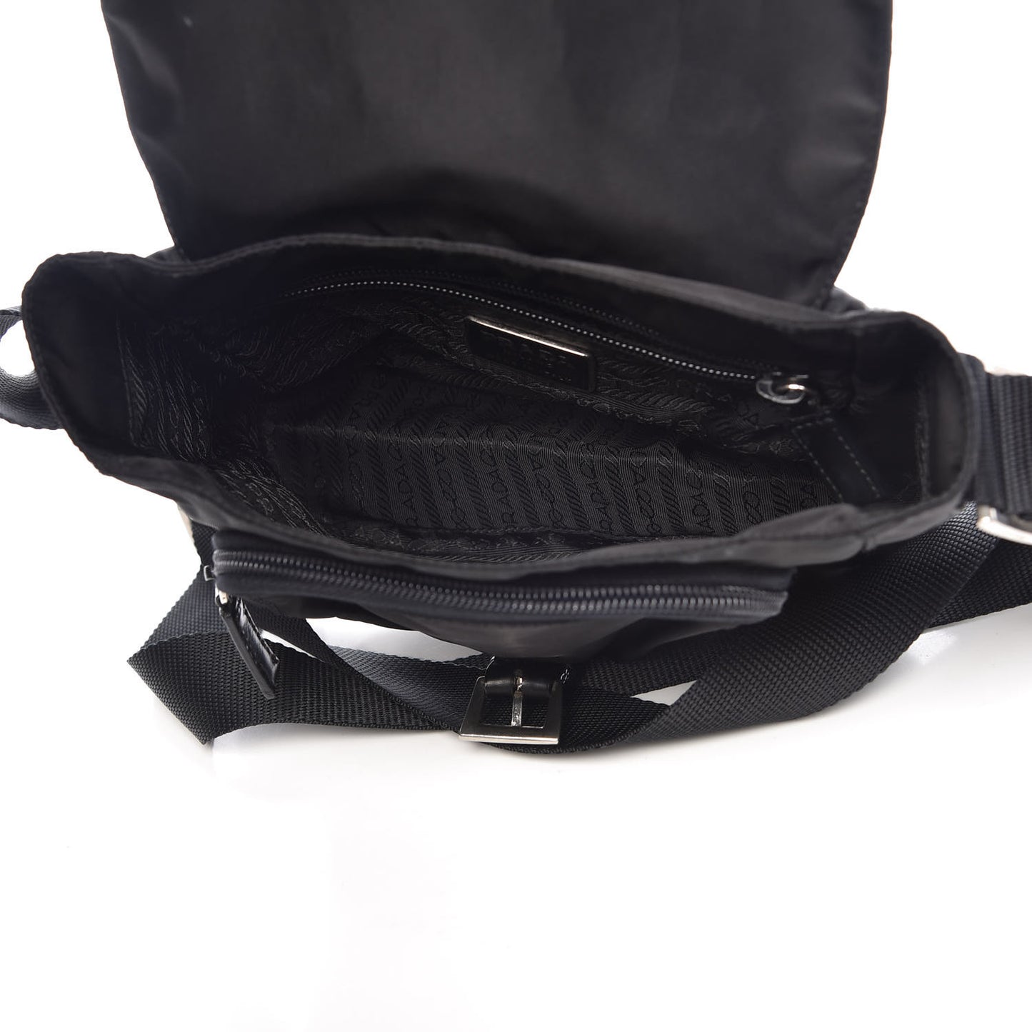 Tessuto Nylon Single Buckle Messenger Bag Black